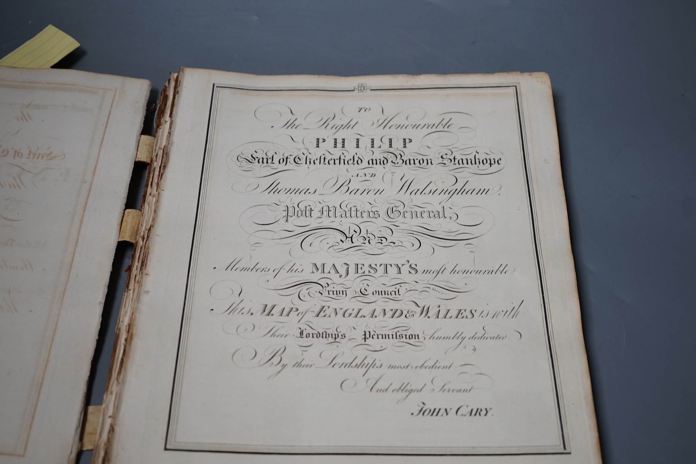 Cary’s New Map of England and Wales with part of Scotland, a leather bound volume, published 1794